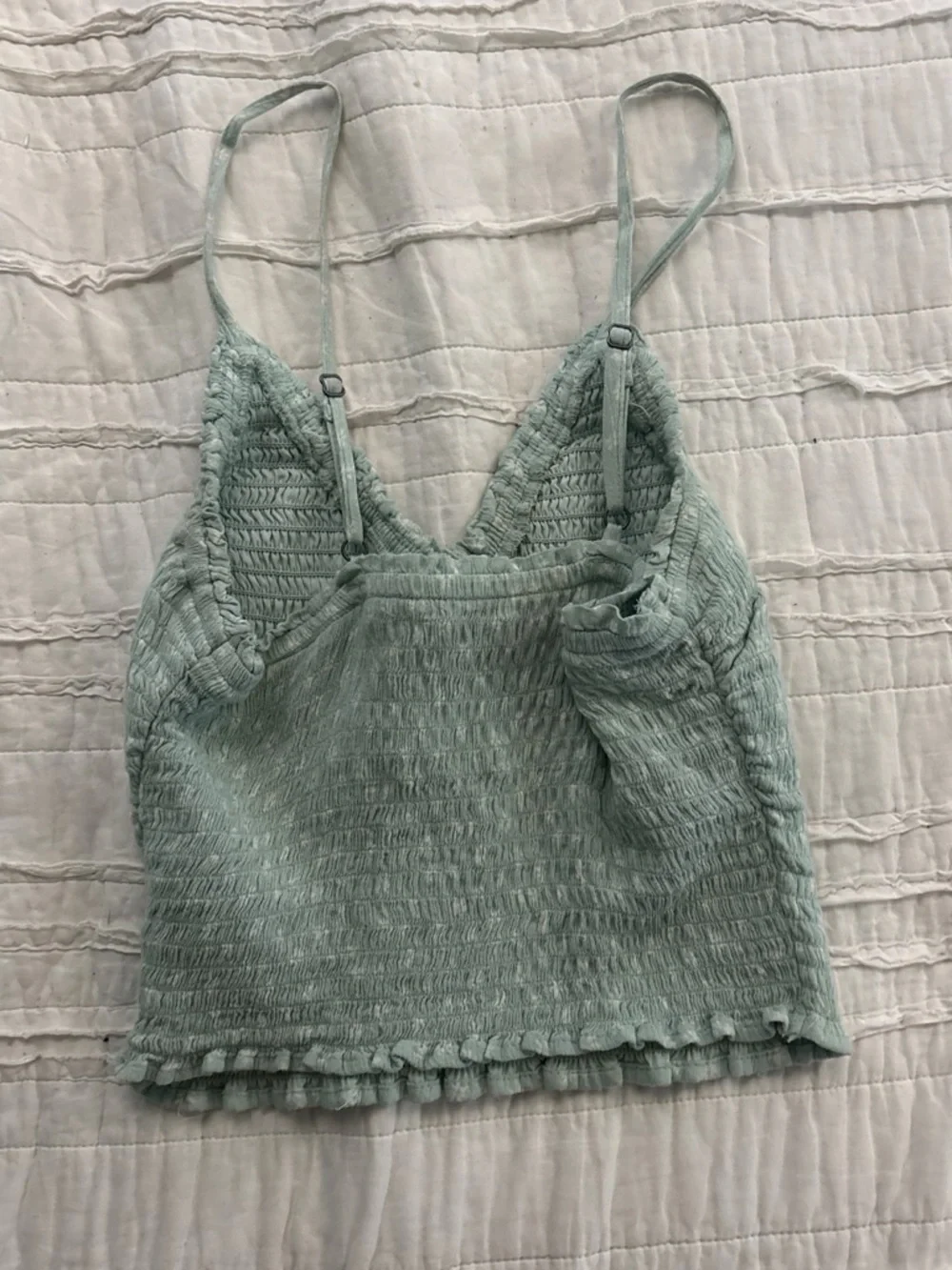 Hollister Light Sage Smocked Wrap-Front Cami